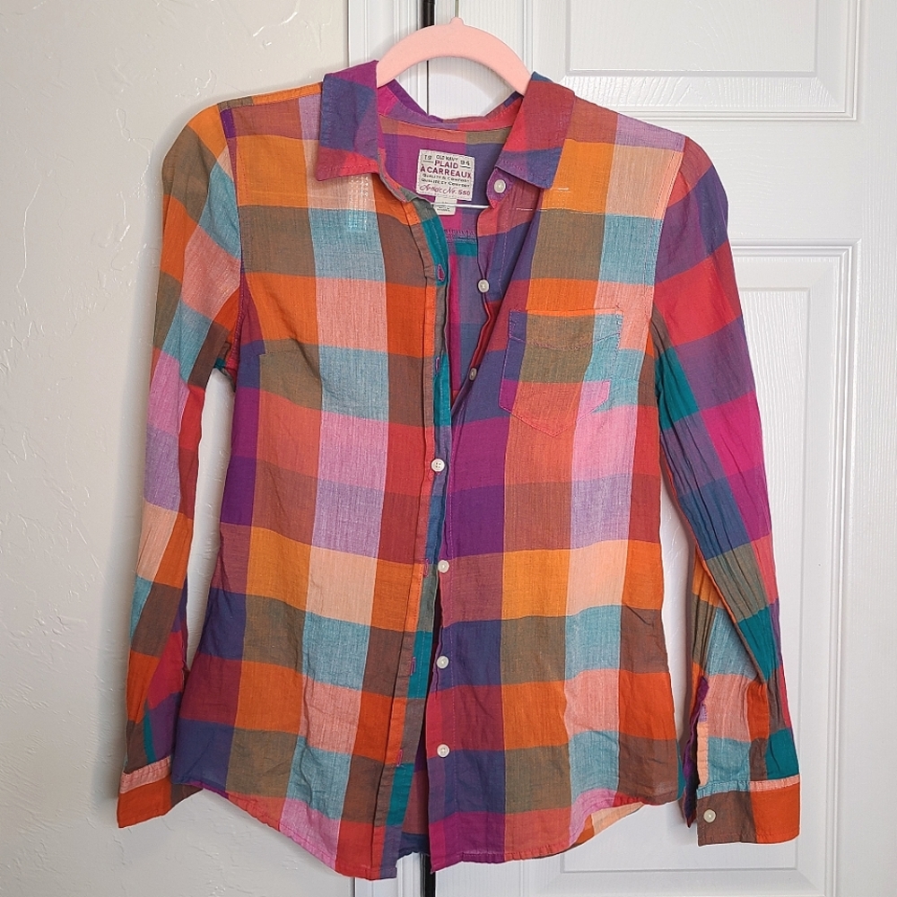 Vibrant Plaid Fall button up for women
